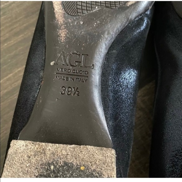 AGL Attilio Giusti Leombruni Metallic Navy Blue Ballet Flats Snakeskin Caps 39.5 - Picture 6 of 8